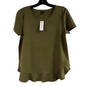 NWT Ann Taylor Green Ruffle Hem Top Size S